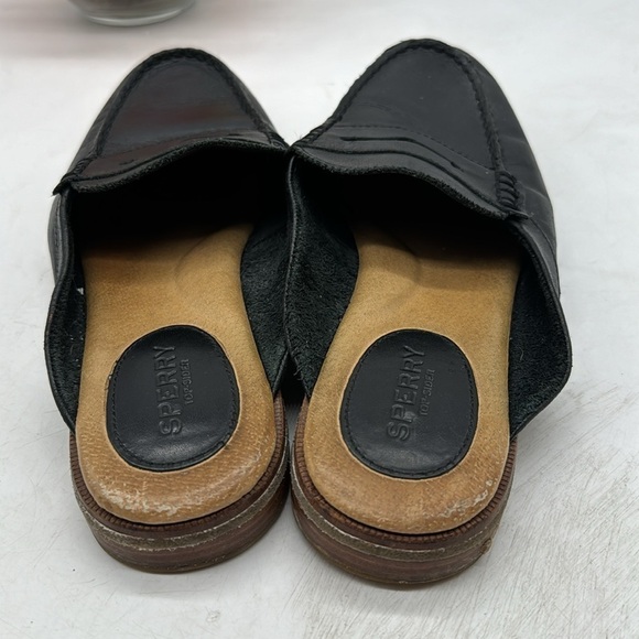 Sperry Black Slip On Leather Penny Loafer Mule Size 10 CM5455C - Picture 3 of 7